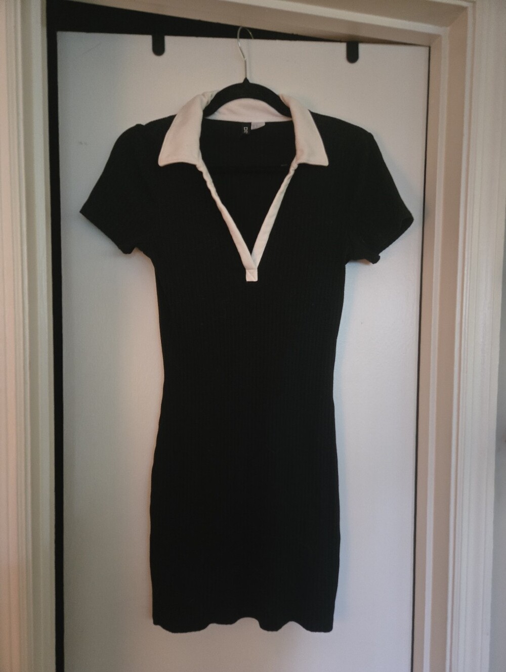 Y2K Wednesday Addams Collared Classic Stretch Mini Dress Md